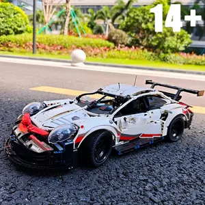 911RSR 1580Pcs Building Block Set Technical Classic Super Racing Car Building Blocks Model Bricks Vehicl Toy For Kids Birthday Boys Gift Compatible Ornament Christmas Gift Collectible Race Car Diy Building Model