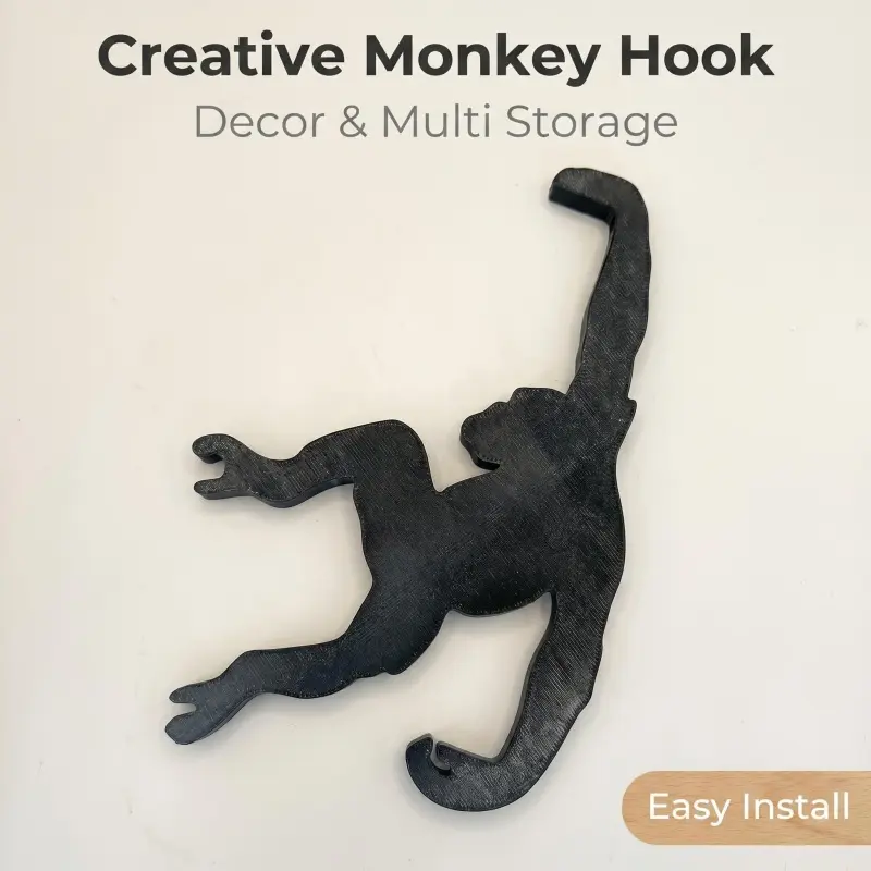 DIY Woodwork Cute Monkey Wall-Mounted Multi-Functional Hook - Toys Storage Rack, Unique Room Accessory, Decorative Wall Art for DIY & Toys Enthusiasts, Decorative Storage Rack