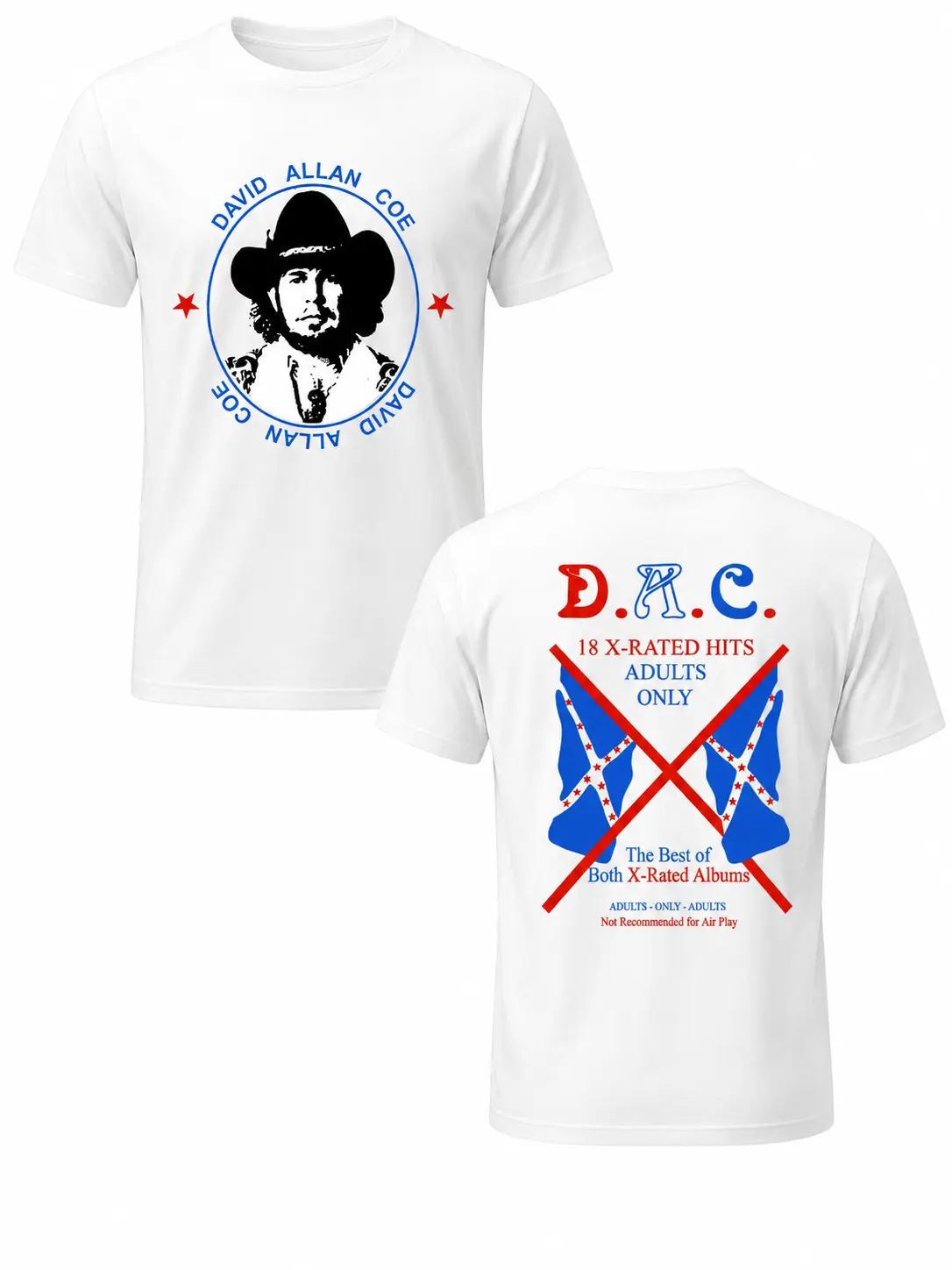David Allan Coe  18 X-Rated Hits T-Shirt, Outlaw Country Music Fan Graphic Tee, Adults Only Album Style White Shirt, Classic Country Gift For Men Women Streetwear
