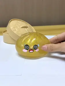 Gold Glitter Cute Steamed Bun Squishy Slow Rising Stress Relief Fidget Toy With Steamer Box