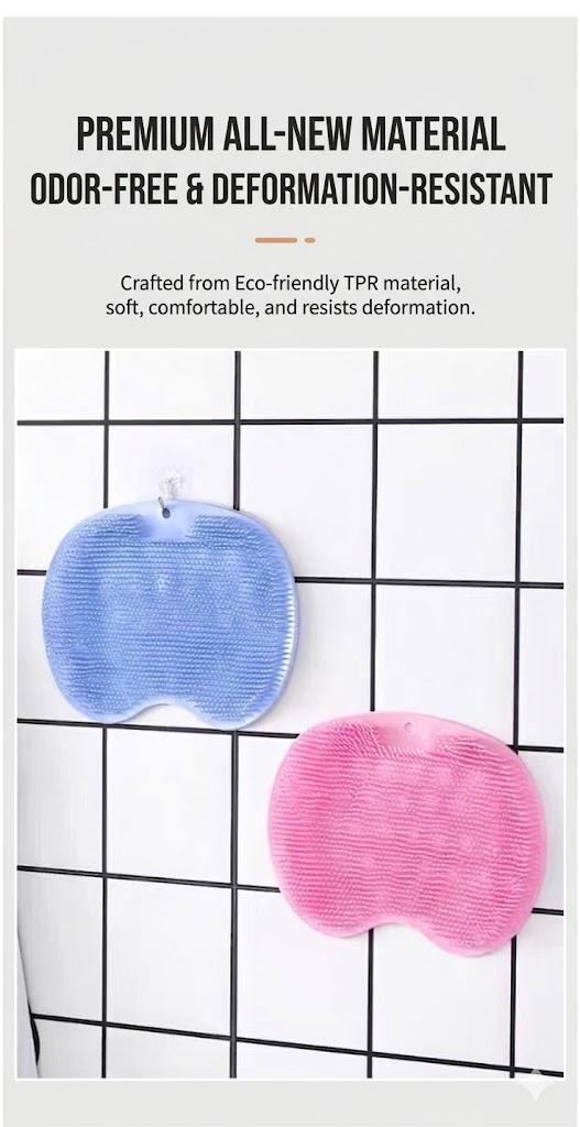 NO MORE Bending in the Shower!  Exfoliating Foot Scrubber & Massager Mat - Perfect for Deep Cleaning (Pink & Blue)