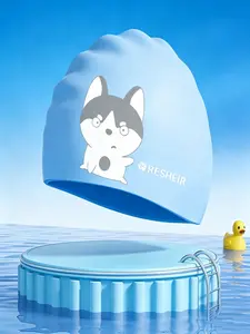 Silicone Swim Cap, Unisex Waterproof Comfortable Non-Irritating, Cute Student High-Elastic Training Swim Hat