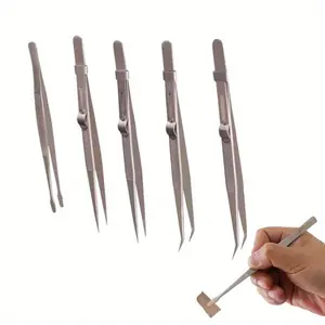 5pcs Precision Stainless Steel Tweezer Set - Adjustable, Multifunctional Hand Tools for Bonsai Care, BBQ, DIY Jewelry Making & Repair