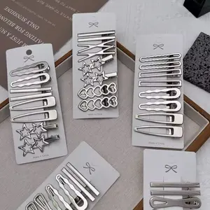 Korean & Anime-Inspired Metal Hair Clip Set Minimal Strong Hold Assorted Designs for Everyday Use