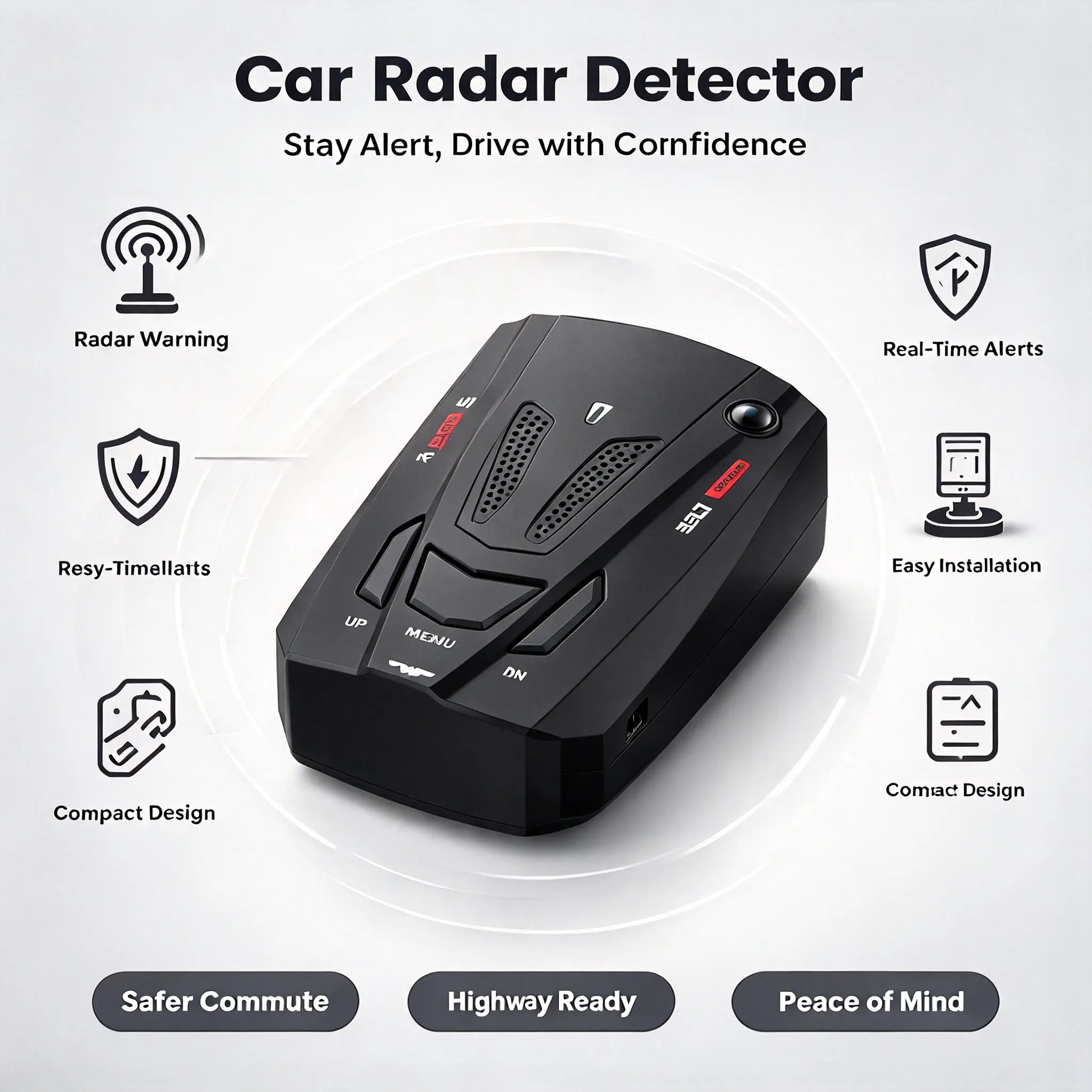 Highway Car Safety Smart Driving Companion｜Dual-Signal Alert, Voice Broadcast, LED Display