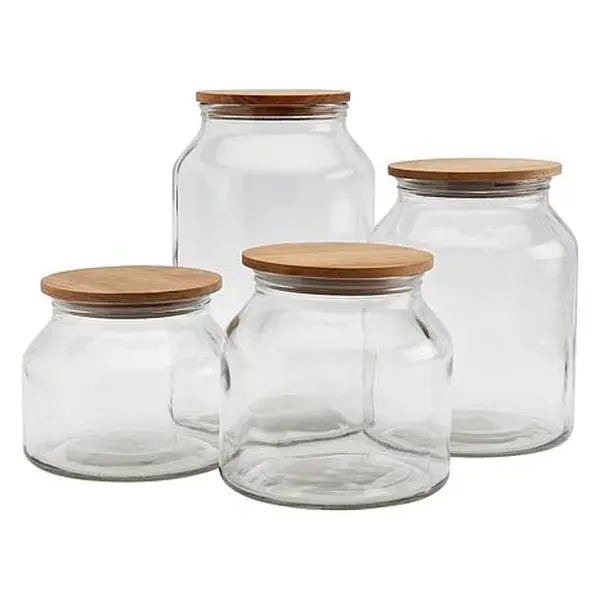Mason Craft and More 4pc European Glass Canister with Acacia Wood Lids