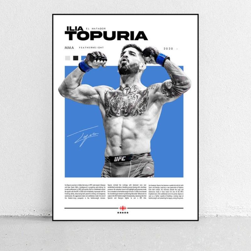 UFC Legends Poster Set: Dustin Poirier, Islam Makhachev, Tom Aspinall, Charles Oliveira, Ilia Topria, Alex Pereira
