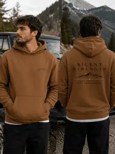 Men's Silent Strength Mediumweight Graphic Hoodie - Gym, Comfortable & Cozy Men's Hoodie, Unisex Streetwear Top, Minimalist Casual Jumper, Comfortable Men's Hoodies