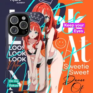 The Quintessential Quintuplets Nino Nakano Anime Tough Phone Case, Cute Waifu Manga Aesthetic Protective Cover for iPhone 15 16 17 Series Fan Gift