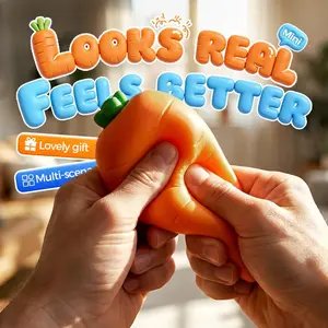 Easter Squishy Carrot, Jumbo 11.5 Inch Squishy Vegetable Giant Stress Relief Toy, Squishes Carrot Rabbit Funny Novelty Toy, Easter Carrot Rabbit Squeeze Toys (1)