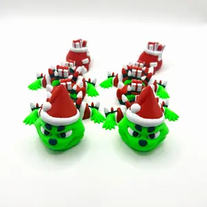 Christmas Dragon Articulated Flexi with Festive Santa Hat and Green Body for Holiday Decor