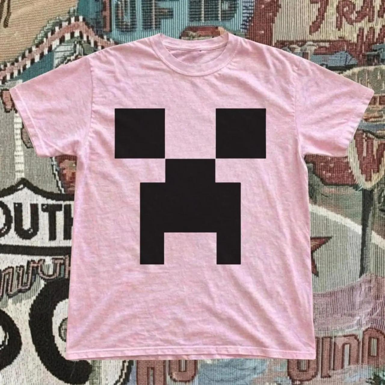 Minecraft Creeper T-shirt Vintage Minecraft Creeper Face Graphic Tee, Retro Gamer Shirt, Loose Fit Unisex Top