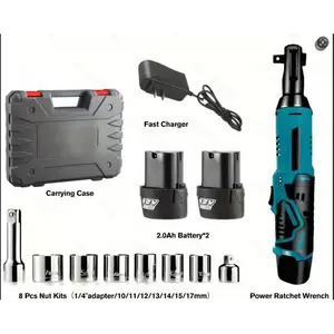 Wireless tool set, including a 12-volt variable-speed electric ratchet wrench and a six-piece socket set, electric screwdriver, designed for car repairs and home use