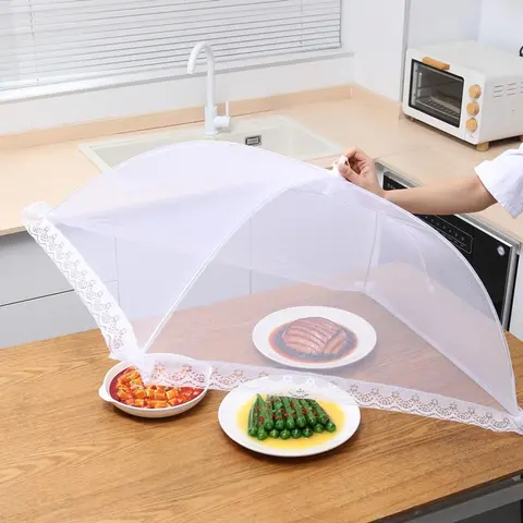 Picnic Lace Food Cover, 1 Count Foldable Mesh Screen Food Cover for Home Kitchen Outdoor, Reusable Food Cover Net Keep Out Fly, Mosquito, Summer Gifts