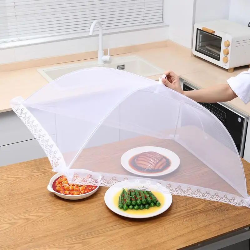 Picnic Lace Food Cover, 1 Count Foldable Mesh Screen Food Cover for Home Kitchen Outdoor, Reusable Food Cover Net Keep Out Fly, Mosquito, Summer Gifts
