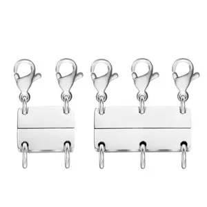 2Pcs Multi Necklace Layering Clasp Kit, Silver Magnetic Necklace Connectors for Layered Look Perfect for Making Multi-layer of Necklace, Bracelets and Best Presents for Her