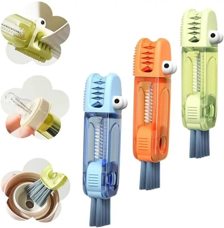3PCS Portable Cup Lid Cleaning Brush,3In1 Multi-Function Gap Cleaner,Suitable For Cups, Baby Bottles, Lids, Thermos, Glasses And Kitchenware