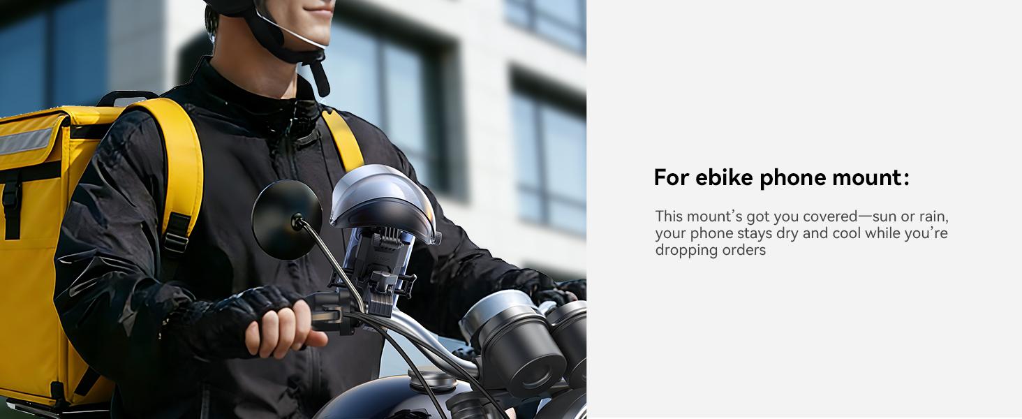 JOYROOM Motorcycle Phone Mount Holder, [NO.1 Sunshade& Rainproof] Phone Holder for Motorcycle ATV Scooter, [1s Quick Lock] Handlebar Phone Mount for iPhone 17 16 15 Pro Max S25, More 5.4-7" Phones