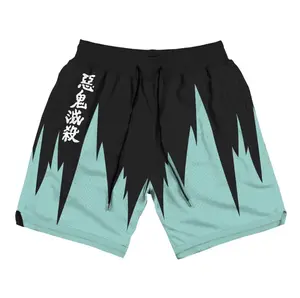 Demon Slayer Muichiro Tokito Men's Shorts Workout Sport Knee Pants with Pockets Athletic Summer Shorts