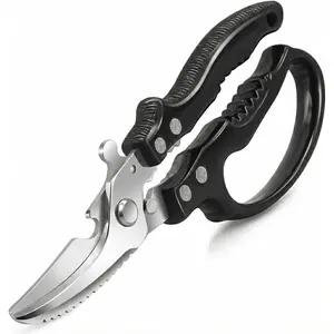 Heavy Duty Kitchen Shears - Ultra Sharp All Purpose Food Scissors for Cutting Chicken Bones, Meat & Vegetables, Multi-Function Stainless Steel Cooking Shears (Black)