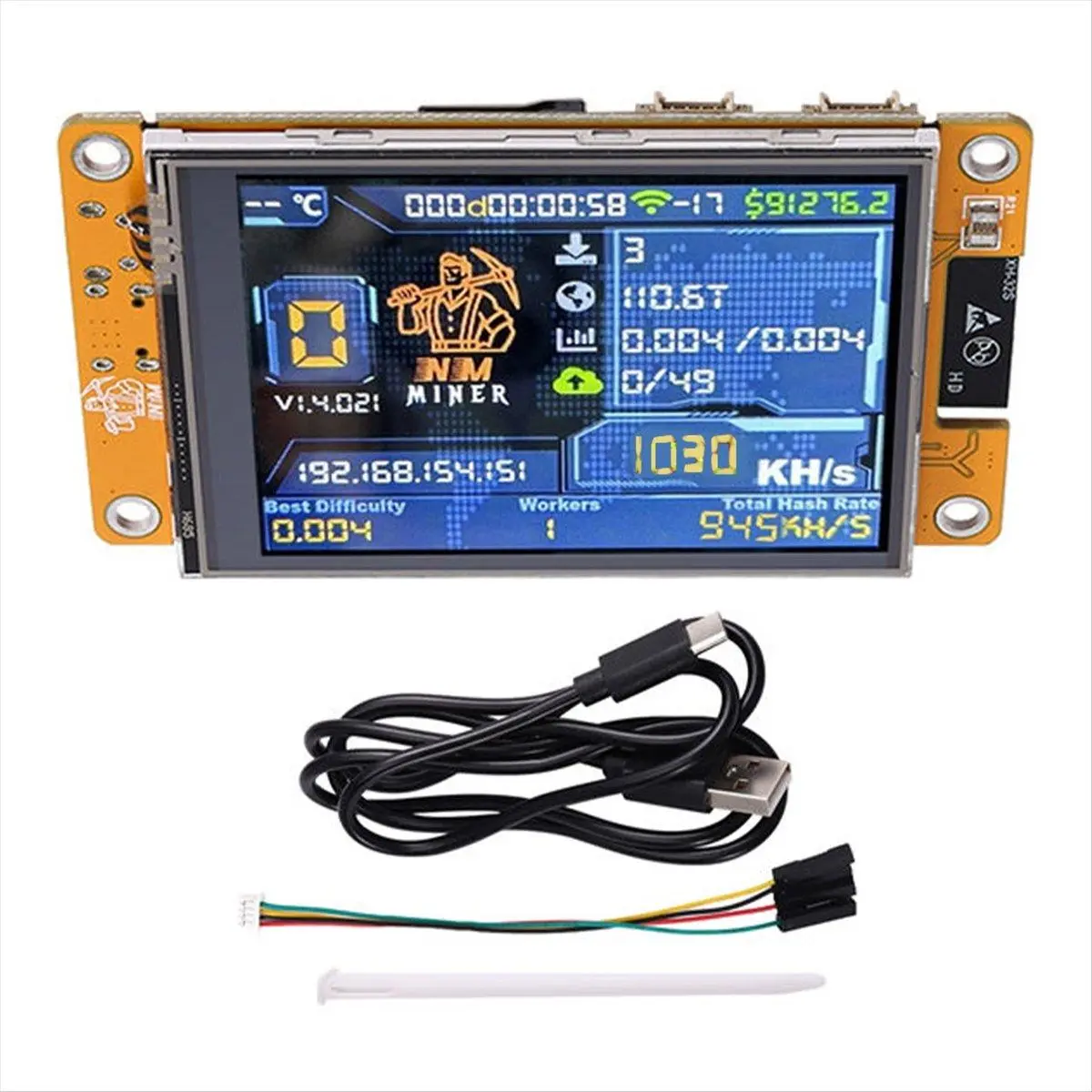 Upgraded 850KH/S Harshrate NMMiner with 2.8 Inch Smart Display Bitcoin Crypto Solo Lottery Miner NerdMiner
