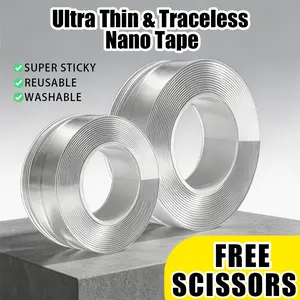 9.85ft/19.7ft/32.81ft Transparent Double-Sided Nano Tape Traceless  Waterproof Reusable  Tapes Home Sticky Adhesives