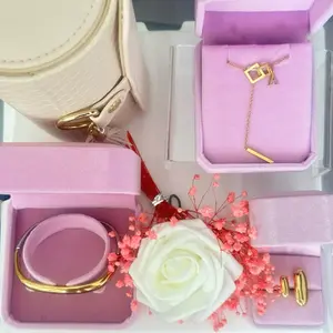 Luxe 5-Piece Costume Jewelry Gift Box Premium Set with Classy Cases, Personalized Note, Adjustable Ring, Bracelet, Necklace, Earrings, Travel Bag Organiser