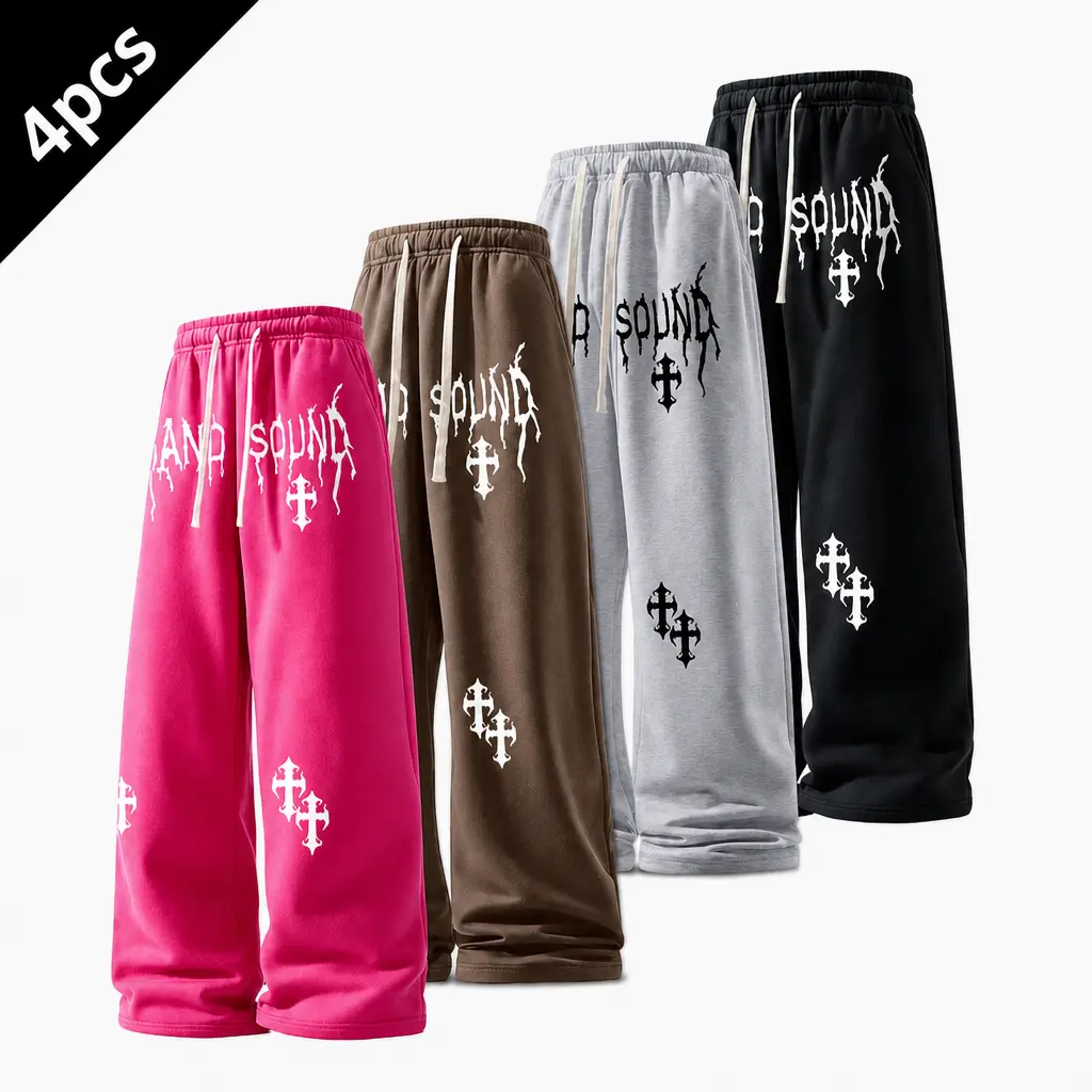 Unisex Streetwear Graphic Joggers. 60.1% Cotton 39.9% Polyester Adjustable Drawstring Waist Sweatpants. Casual Relaxed Regular Fit Track Pants For Cozy Fall Clothes Transitioning Into Winter Outfits. Everyday Sports Apparel For Training And Daily Wear.