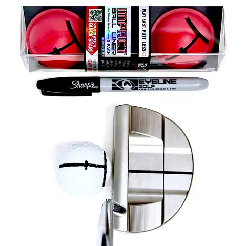 EyeLine Golf Impact Ball Liner 3-Pack, Unisex Golf Accessory for Practice, Compact Design, Fits Standard Balls, Aims Putter Face Square, Boosts Putting Alignment & Pre-Putt Routine Consistency for Short Putts, USGA-Rule Legal