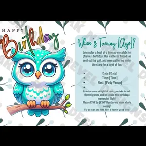 Owl Digital Invitation