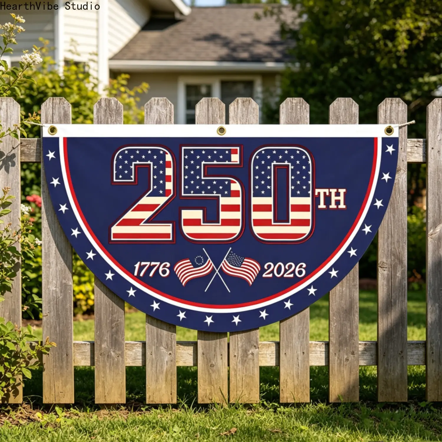 American Flag Bunting Banner - Polyester Flags for Outside, Outdoor Garden Accessory - Sports & Decor for Labor Day, Independence Day (17.7*35.4 in, 23.6*47.2 in)