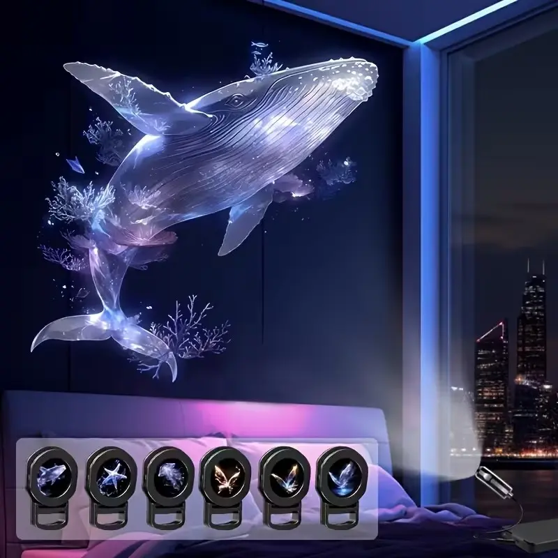 LED Decorative Projection Lamp, USB Art Light, Home Decor Light, Various Ocean & Nature Patterns, Whale, Butterfly, Jellyfish, Starfish, Party Atmosphere, Party Lighting Decoration, Modern Mood Lighting