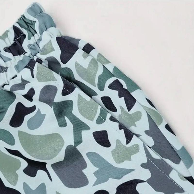 Men'S Lightweight Camouflage Beach Shorts - Loose Fit Elastic Drawstring Waist Green Graphic Print Machine Washable Casual Sports Outdoor Activities Beach Clothes