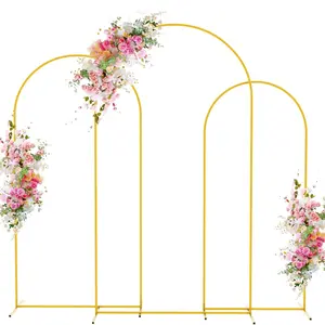 Wedding Arch Backdrop Stand Set, Arched Backdrop Frame, Metal Arches 6ft 5ft 4ft, Golden Wedding Arched Backdrop Stand Perfect for Wedding Ceremony, Baby Shower, Birthday Party Decorations