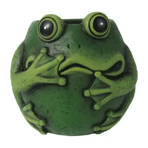 Santa's Workshop 6.4" Cement Round Green Frog Planter Santa's Workshop 6.4" Cement Round Green Frog Planter