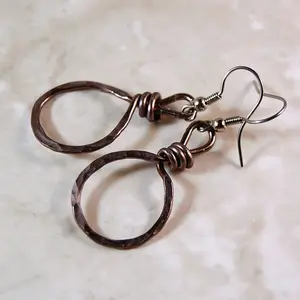 Gunmetal Aluminum Wire Wrapped Earrings