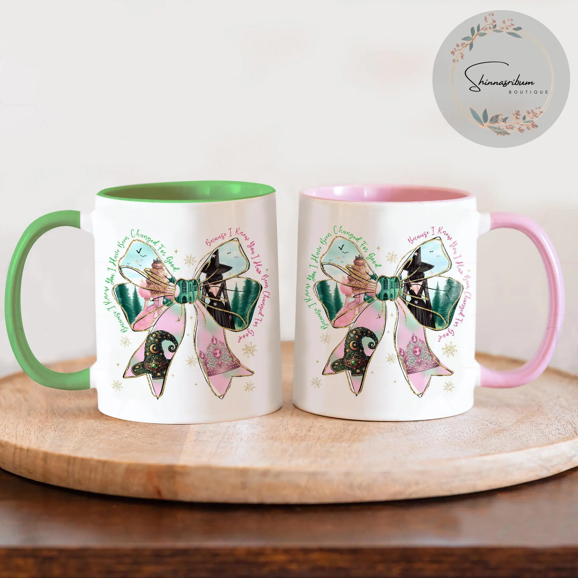 Beautiful Wicked-inspired Coffee Cup Unique Holographic Pink Green Cups Elphaba Glinda Mug Wicked Musical Movie Fan Gift Girls For Her