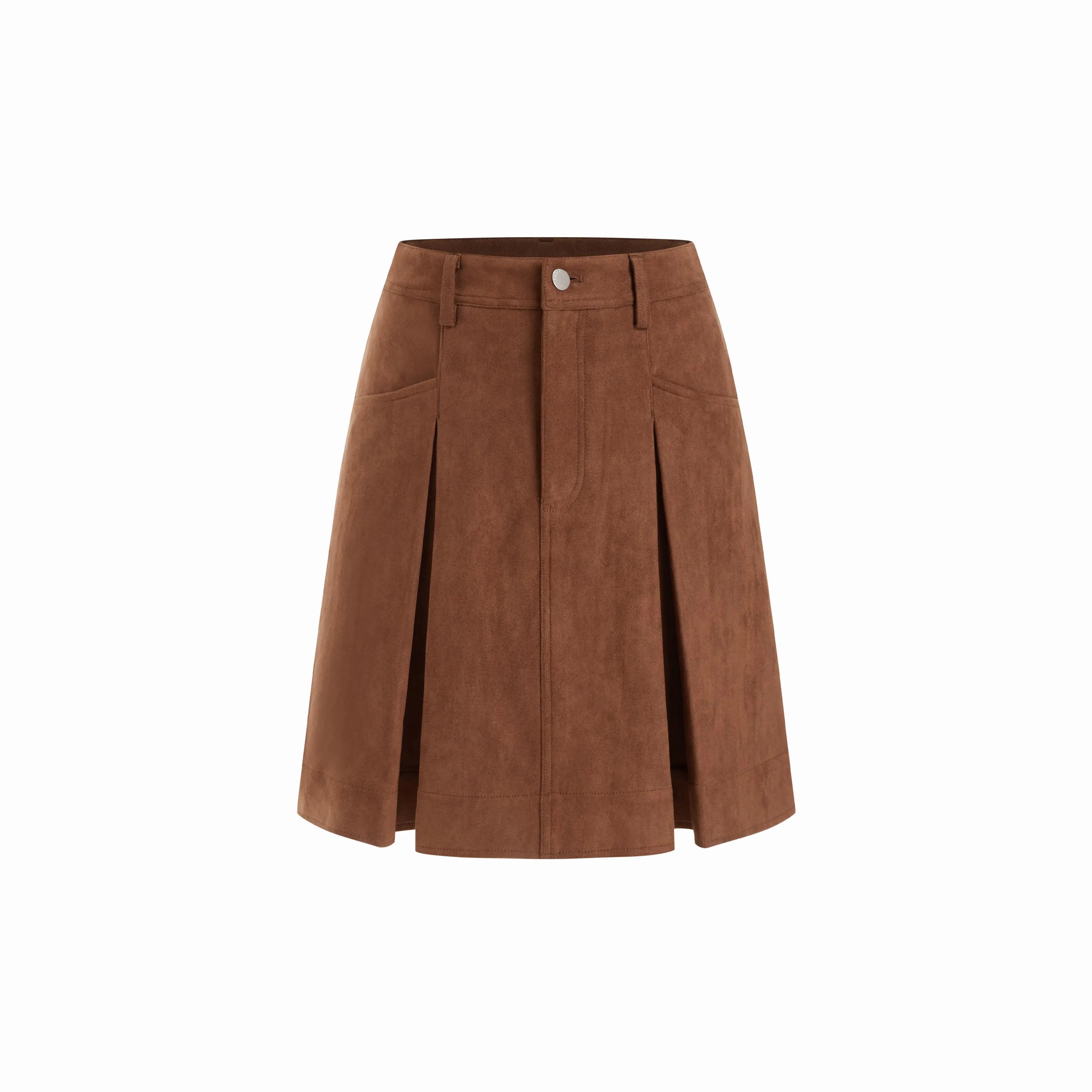 Cider Women's Plain Suede Pleated Mini Skirt, Casual A-Line with a Comfortable Mid Rise Fit for Everyday Fashion Wear, Casual Fashion Skirt, No
