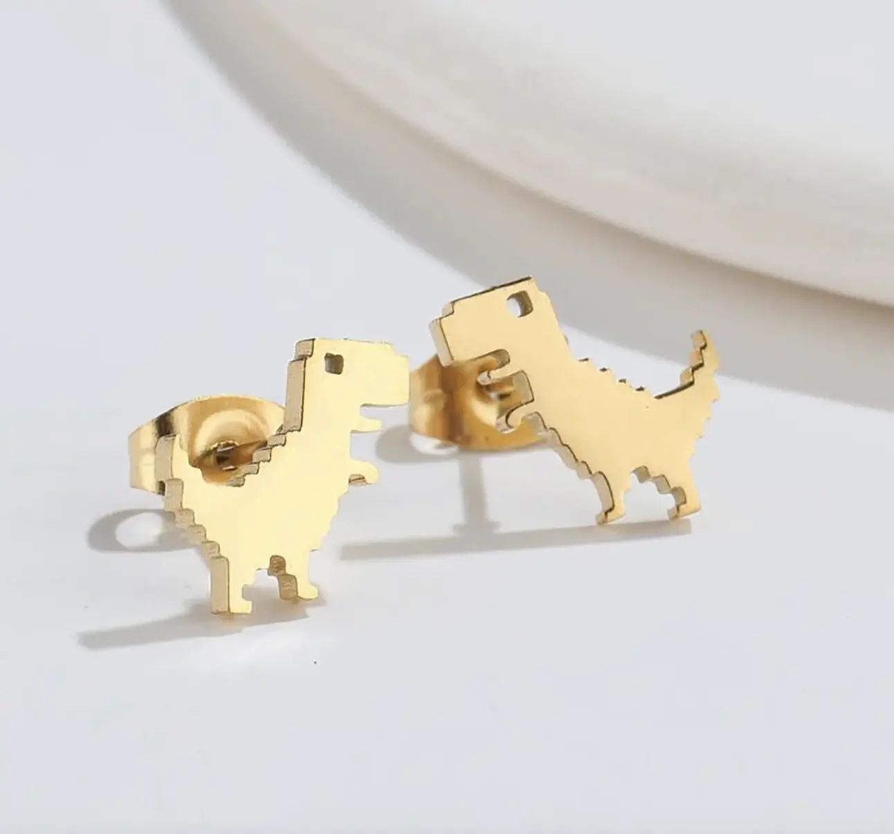 Titanium Dinosaur Stud Earrings for Sensitive Ears | Hypoallergenic | Waterproof