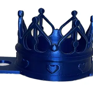 Lid topper - Blue Plastic with Crown Design and Heart Symbol