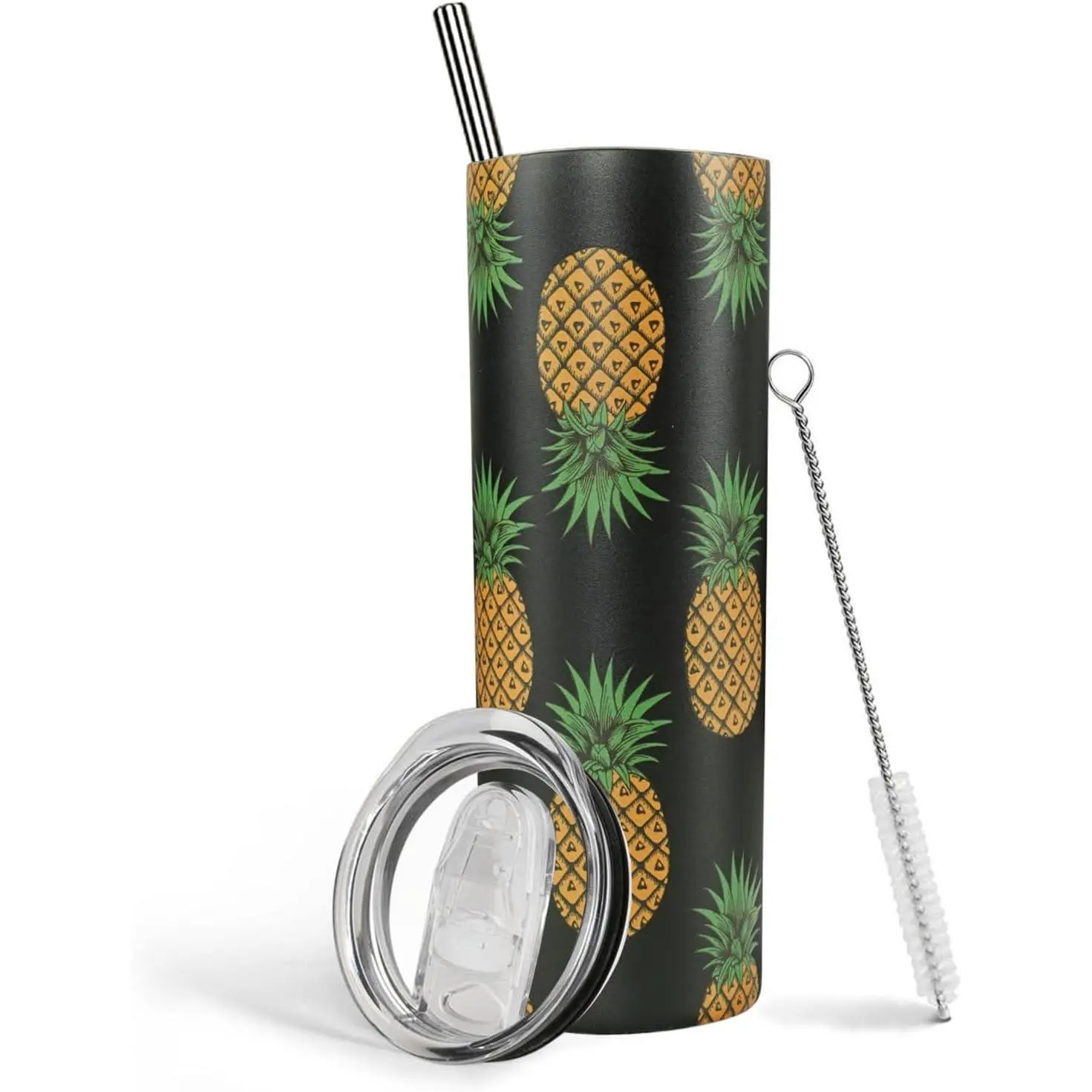 20oz Stainless Steel Skinny Water Bottle - Insulated Travel Drinkware, Portable Vacuum Flask with Lid and Straw, Women's Gift for Water or Coffee, Water Bottles