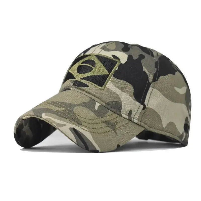 Adults' Unisex Polyester-Cotton Blend Tactical Camouflage Brazilian Flag Baseball Cap - Adjustable Strap Sports & Outdoor Hat, Durable UV-Protective, Breathable, Ideal for Hunting, Outdoor Adventures, Adjustable Cap Sports & Outdoor Hats