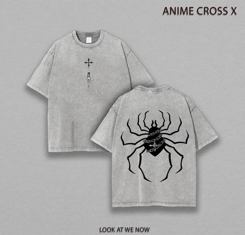 HunterxHunter Phantom Troupe Spiders Anime Manga Washed Heavy Cotton T-shirt, Gift For Anime Fan, Anime Lover, Manga Lover Gift Gift For Him Gift For Her  Menswear Clothing