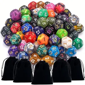 28/35/42/49pcs Polyhedral Dice Durable with 4/5/6/7pcs Black Storage Bag Color Number Polyhedra Dice RPG D&D Role-playing Games Accessories