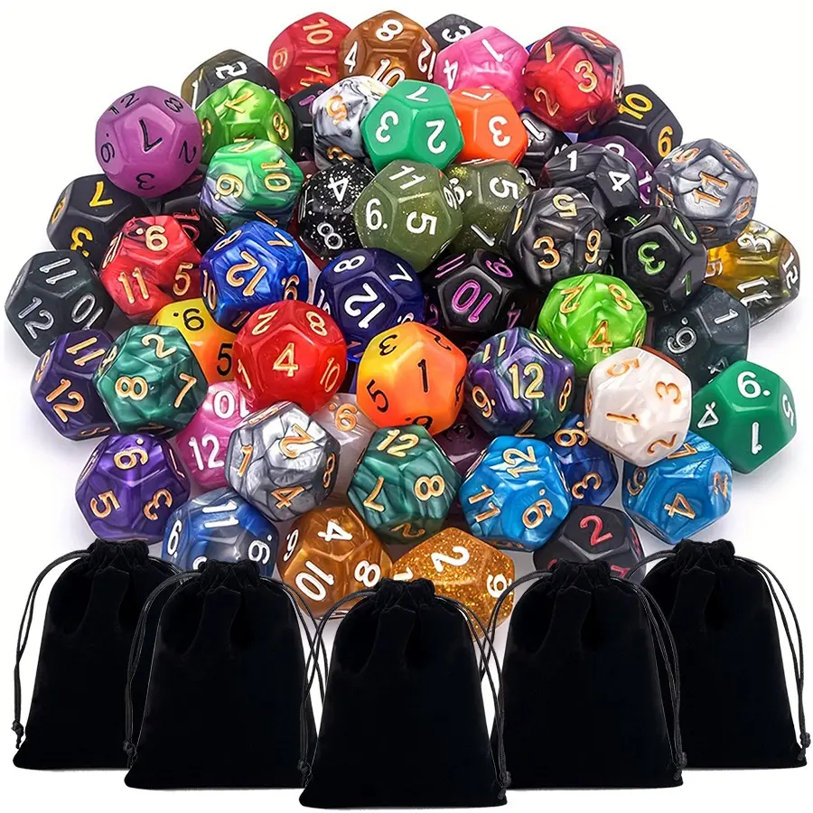 28/35/42/49pcs Polyhedral Dice Durable with 4/5/6/7pcs Black Storage Bag Color Number Polyhedra Dice RPG D&D Role-playing Games Accessories Polyhedral Dice Set