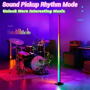 Smart RGB+ic LED Floor Lamp with Remote Controller, and USB Power Port, APP Controlled, Music Sync RGB Atmosphere Lights for Living Room Bedroom
