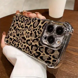 Premium shiny brown leopard print phone case, suitable for iPhone 17/16/15/14/13/12/11, also an ideal holiday gift for friends, family, or personal use.