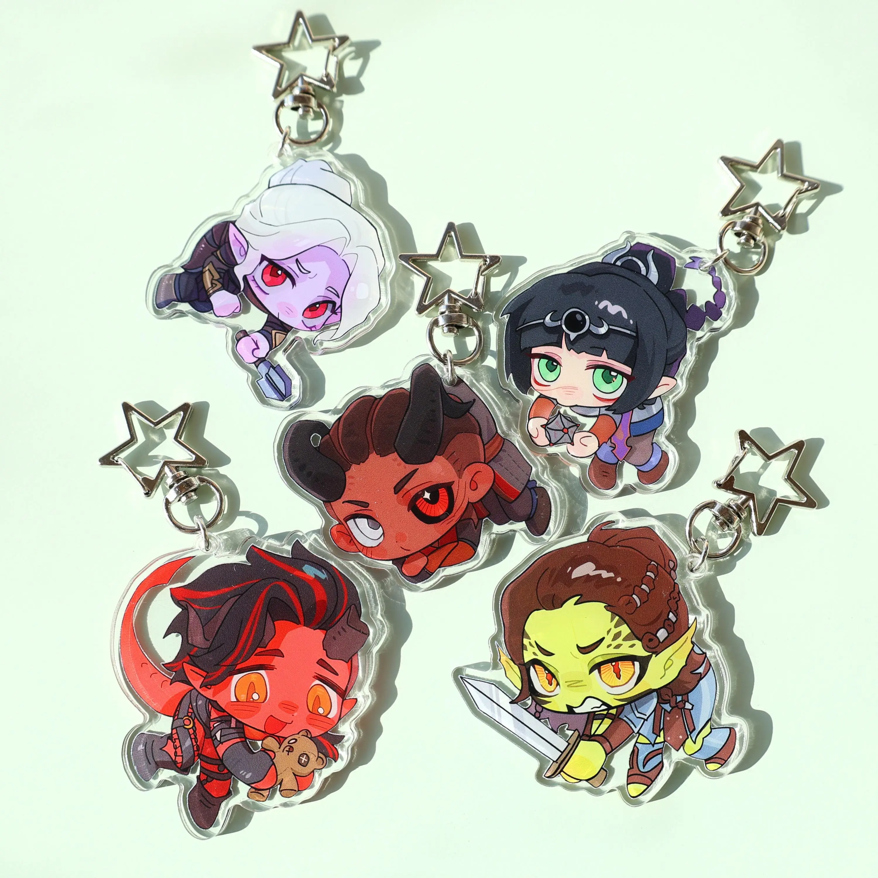 Baldur's Gate 3 Acrylic Keychains, Karlach Shadowheart Lae'zel Wyll Minthara Chibi Character Keyrings, BG3 Inspired Keychain Acrylic Charms - Cute Characters, Kawaii Bag Charm for Keys, Backpack & Gifts, Collectible Fan Accessory, Aesthetic Game Merch!