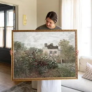 Vintage Oil Painting _ Claude Monet French Cottage Wall Art  Floral