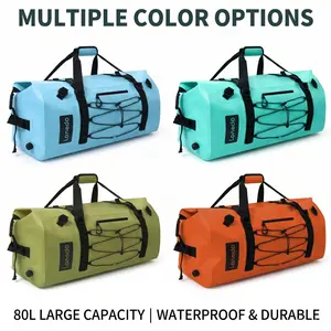 80L Waterproof Dry Sack - Heavy Duty Roll Top Duffel Bag, Durable Handles & Shoulder Straps for Fishing, Kayaking and Outdoor Adventure